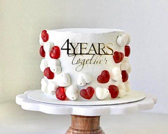 Anniversary Gold Acrylic Cake Topper  | Personalized Anniversary Cake | Custom Anniversary Cake Ideas | Romantic Anniversary Cake