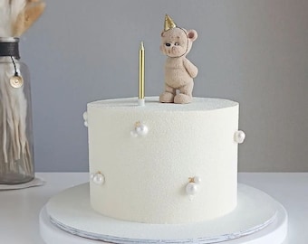 Bear Cake Topper Chocolate Cake Topper Teddy Bear Cake Decoration Baby Shower decoration, 1st 2nd boy girl birthday party cake