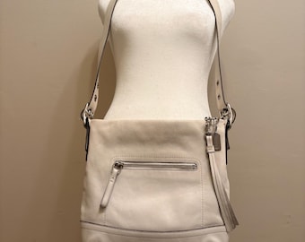 Vintage Coach Ashley Leather Crossbody Bag, Chalk White, Silver Hardware