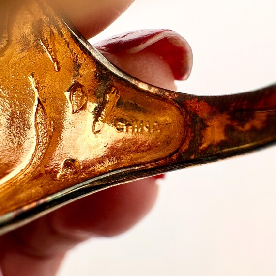 Tortoiseshell Resin Statement Ring, Gold Tone Boh… - image 7