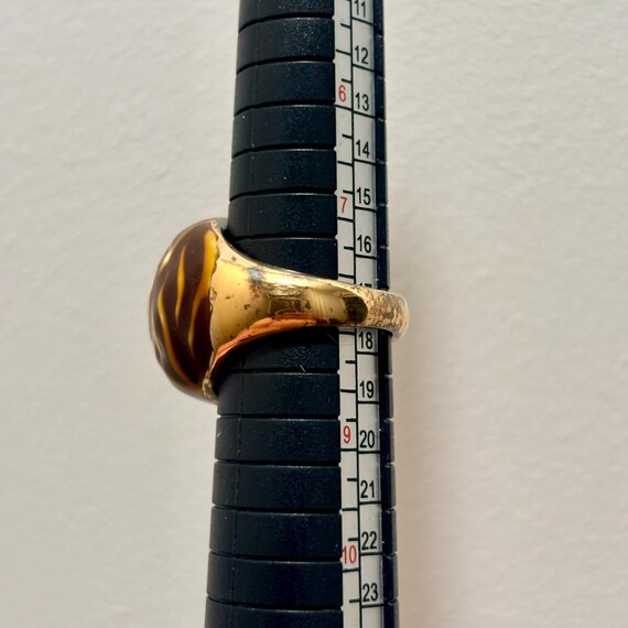 Tortoiseshell Resin Statement Ring, Gold Tone Boh… - image 12