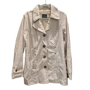 Vintage Faded Glory Rain Jacket - Beige Gold Lined Windbreaker, Size Large