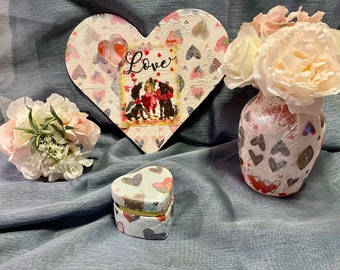 Mother’s Day Gift, Gift for Mom, Love, Gift for Girlfriend, Engagement Gift, Vase, Heart Decor or Heart Keepsake Box, Ring Box, Jewelry Box