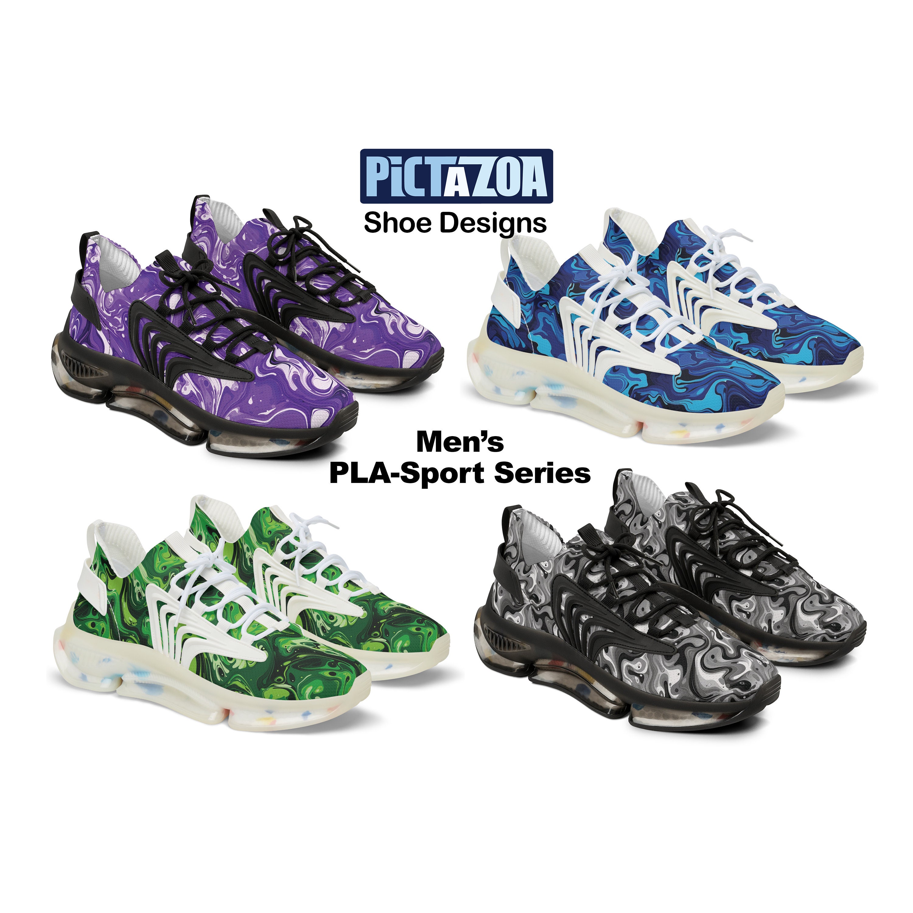 Men’s Puzzle-Print Mesh Sneakers in Multicolor Autism Puzzle Piece Sunflower Running Shoes Sneakers Mesh  main image 2