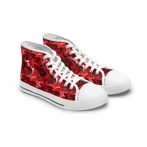 Red Liquid Abstract RLA-1 Women&#39;s High Top Sneakers - Pictazoa Shoe Designs