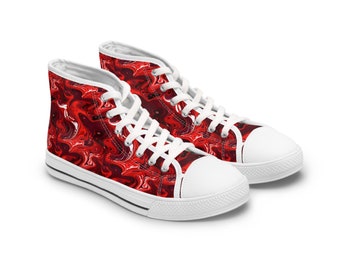 Red Liquid Abstract RLA-1 Women's High Top Sneakers - Pictazoa Shoe Designs