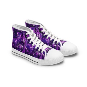 Purple Liquid Abstract PLA-1 Women&#39;s High Top Sneakers - Pictazoa Shoe Designs