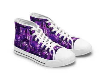 Purple Liquid Abstract PLA-1 Women's High Top Sneakers - Pictazoa Shoe Designs