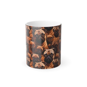 Pug Mug! Color Morphing Pug Pattern Coffee Mug, 11oz, Cute Pug Design