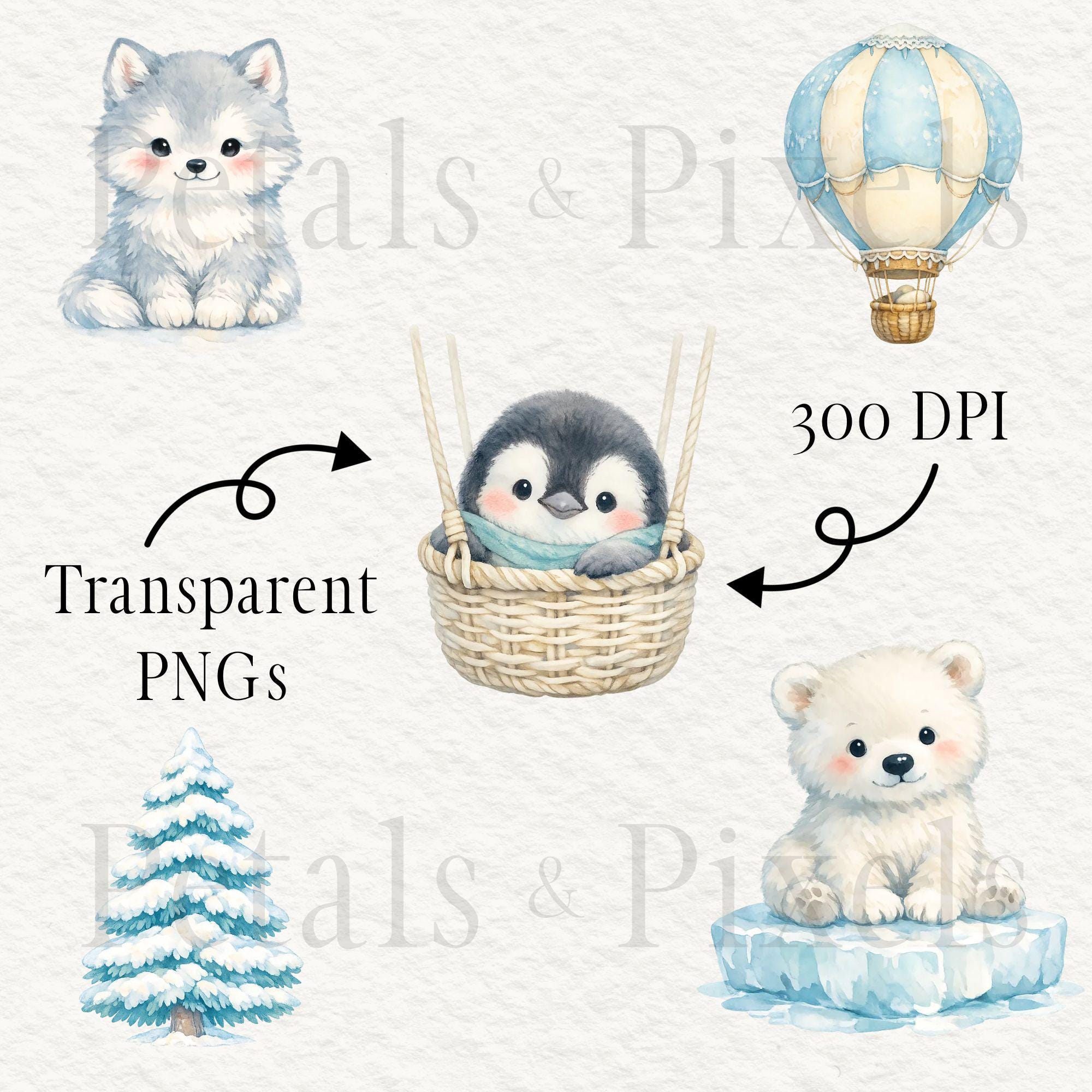 Arctic Animals Clipart Set Cute Wildlife Animal Graphics Watercolor ...