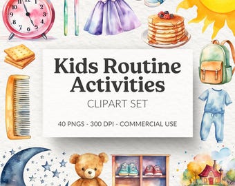 Girl Daily Routine Clipart. Kids Activities Set. Children Everyday Life ...