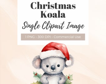 Christmas Koala Clipart, Watercolor Clipart, Winter Clip Art, Holiday Graphics, Australian Animal Clipart, Aussie Animal PNG, Gift Tag