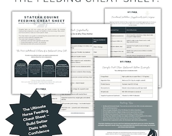 Horse Feeding Cheat Sheet | Equine Nutrition Guide | Printable PDF for Balanced Horse Diet, Forage, Supplements & Feeding Tips