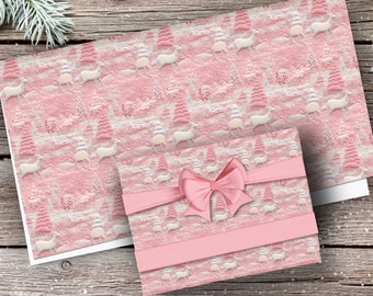 Rosa Kunst Gestickte Weihnachtsgeschenkpapier , 3D Geschenkpapier, Stickerei Geschenkverpackung, Illustrierte Geschenkverpackung, Einzigartige Geschenkverpackung