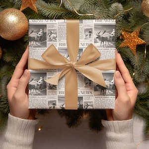 North Pole Newspaper Christmas gift wrap, Christmas wrapping paper, Cute Wrapping Paper, Unique Gift wrap, , eco gift wrap, xmas wrap