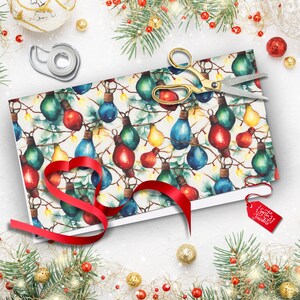 クリスマス ライトのラッピング ペーパー ロール、ギフト ラッピング、クリスマス ラッピング ペーパー、パッケージ、お祝いラッピング、クリスマス ペーパー、ホリデー ギフト ラッピング