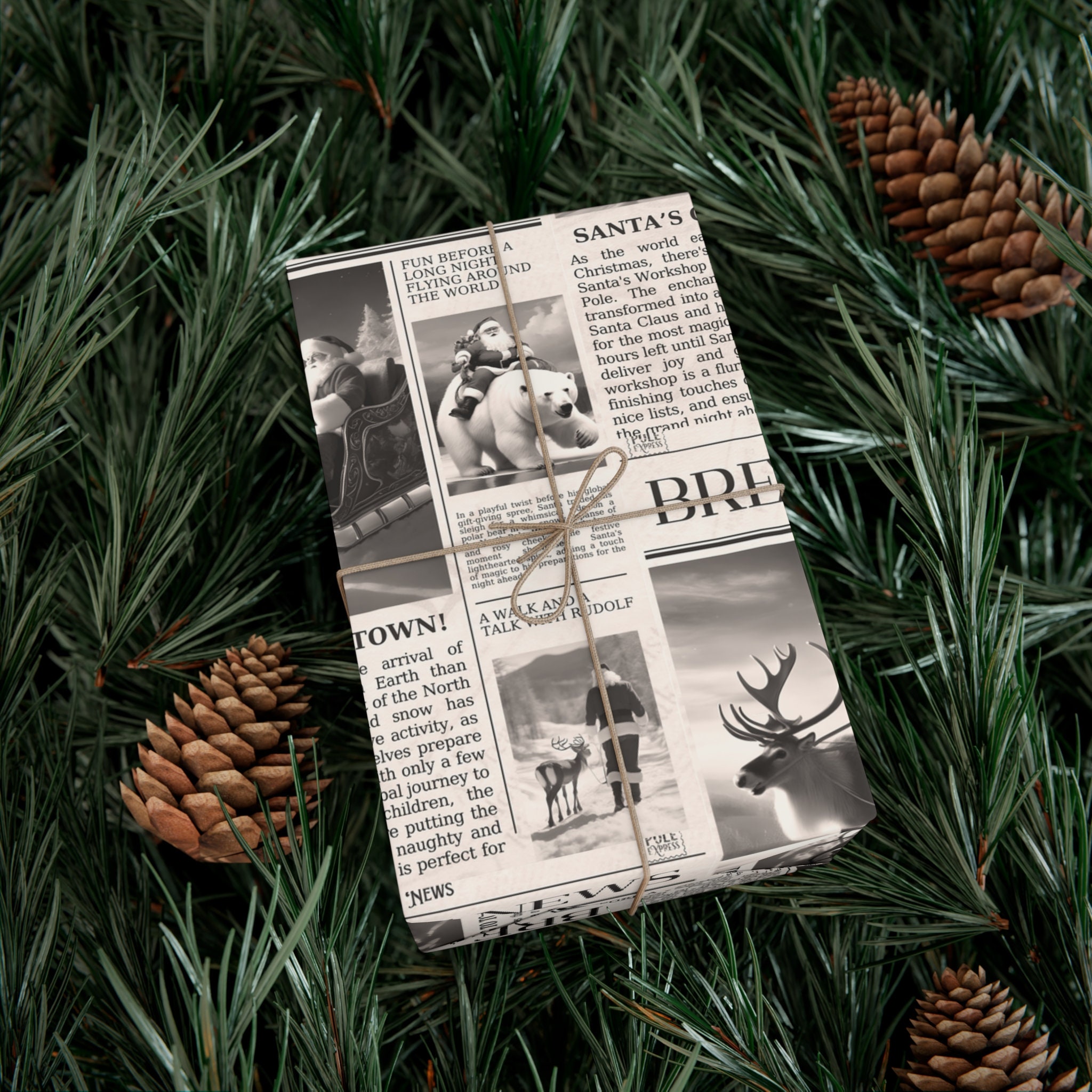 North Pole Newspaper-Christmas Wrapping Paper|Eco-Friendly, Christmas Gift  Box Wrapping Paper,Creative Newspaper Gift Box Wrapping Paper you a