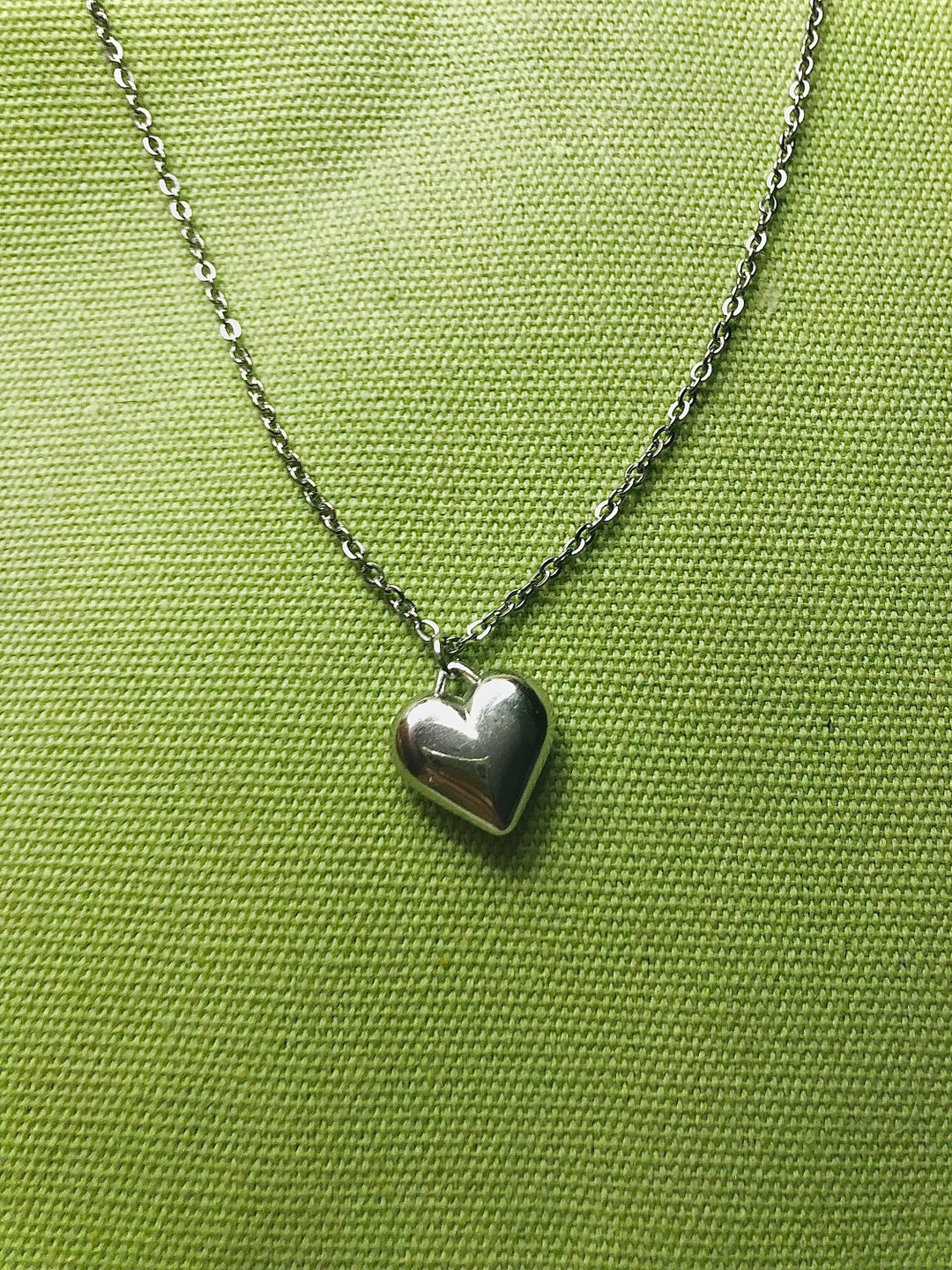 Y2K Silver Heart Necklace Pendant Etsy