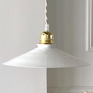 Antique white opaline pendant light, 1930s glass lampshade, opaline ceiling light, Country chic
