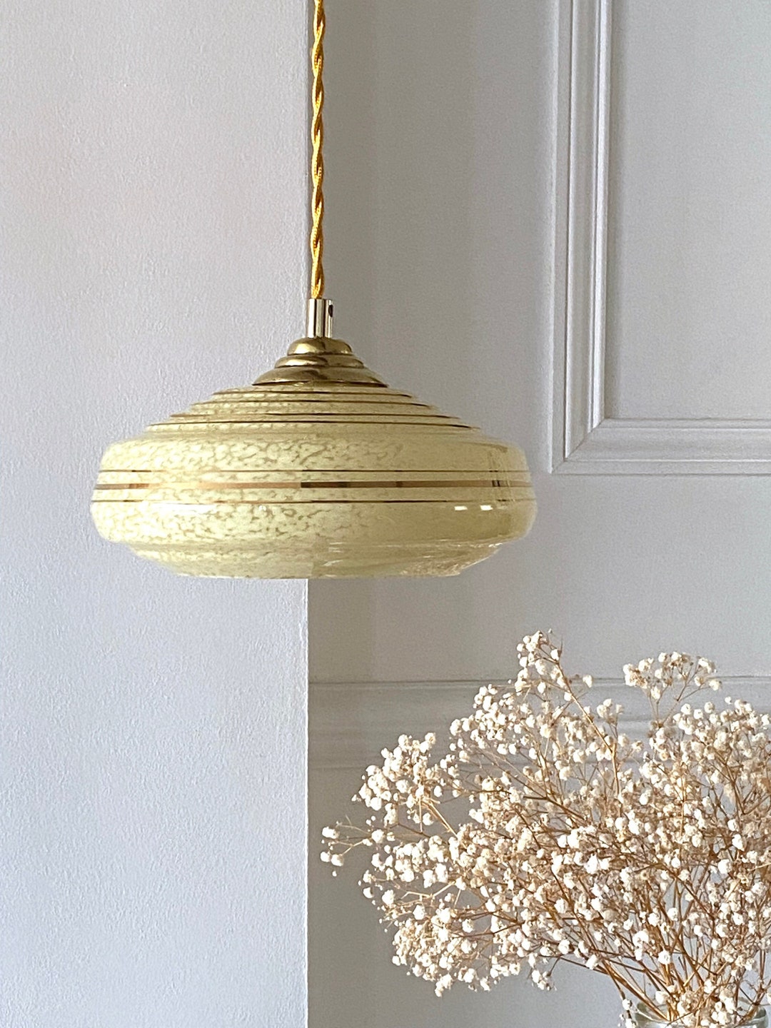 Old Clichy Glass Pendant Light, Glass Lampshade From the 1930s, Art Deco Ceiling Light - Etsy UK