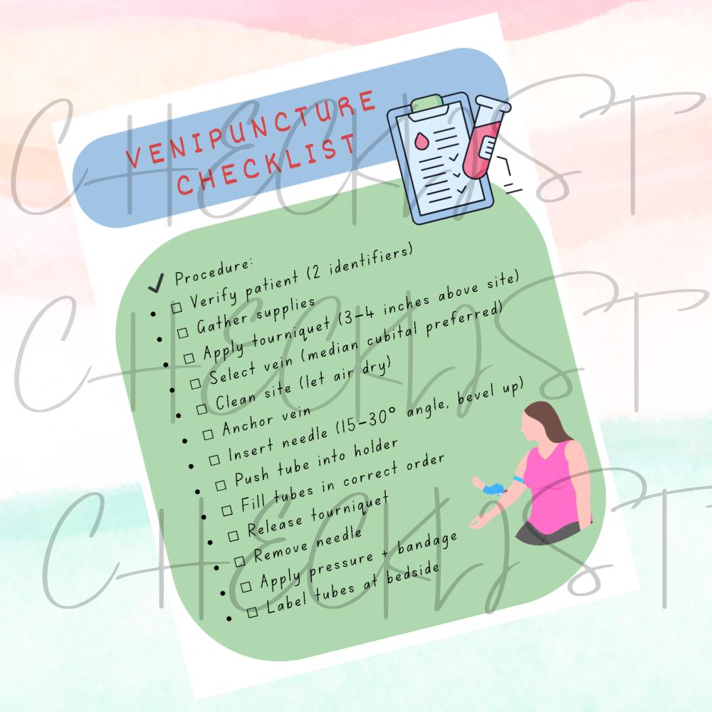 Venipuncture Checklist | Phlebotomy Checklist PDF | Step-by-step Blood ...