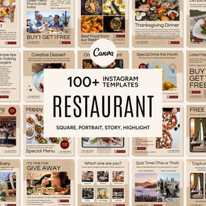 Restaurant Social Media Posts-Stories-Icons, Restaurant Canva Posts-Stories-Icons, Restaurant Feed Posts-Stories-Icons, Restaurant Business