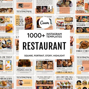 Bundle Restaurant Social Media Template for Canva, Restaurant Instagram Template, Restaurant Feed Post, Restaurant Story, Restaurant Icon