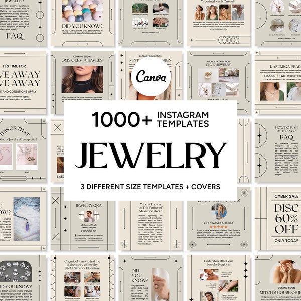 Jewelry Canva Templates, Jewelry Social Media Templates, Jewelry Instagram Templates, Jewelry Posts-Stories-Highlights, Jewelry Business