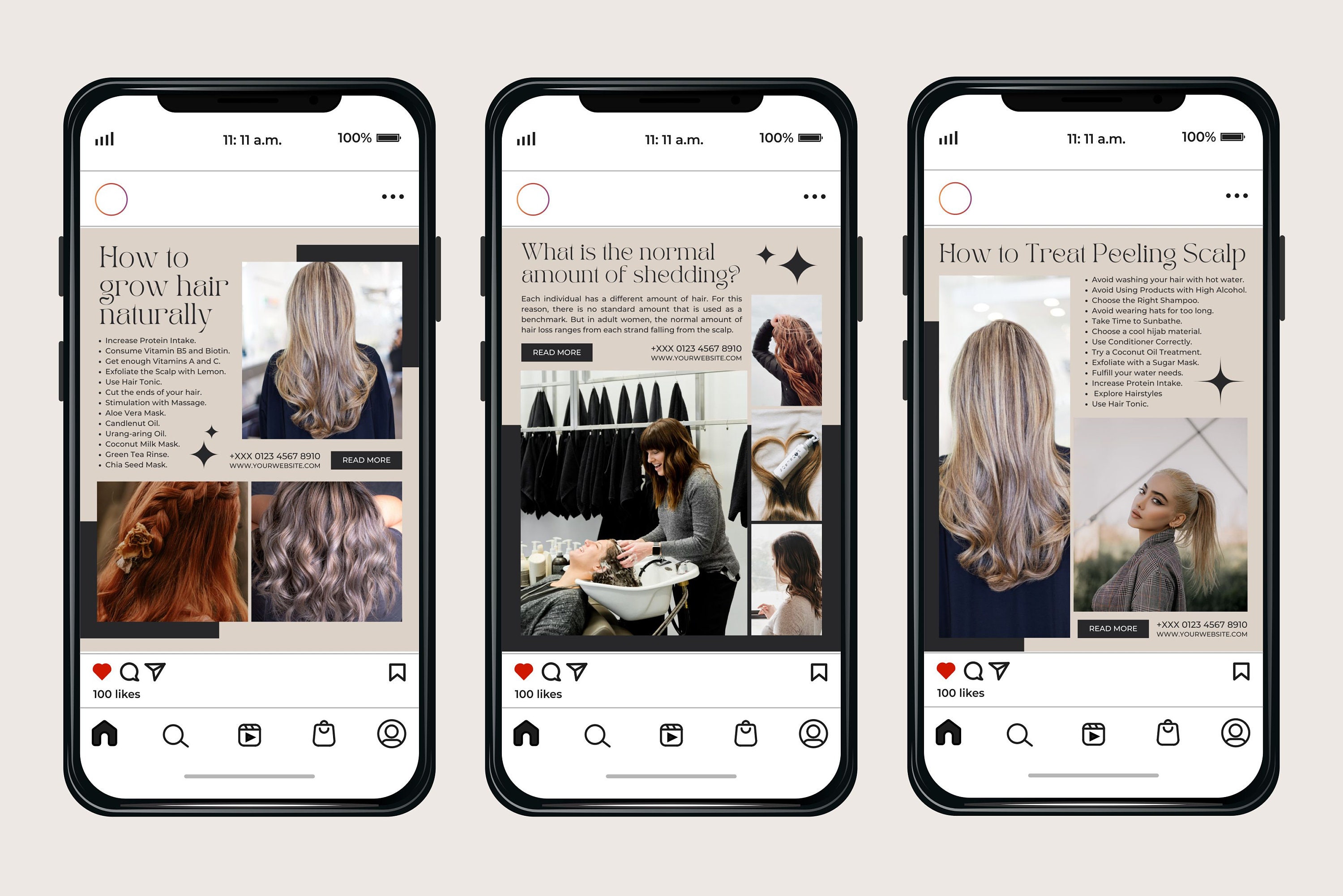 Hairstylist Social Media Templates for Posts-stories-icons, Hairstylist ...