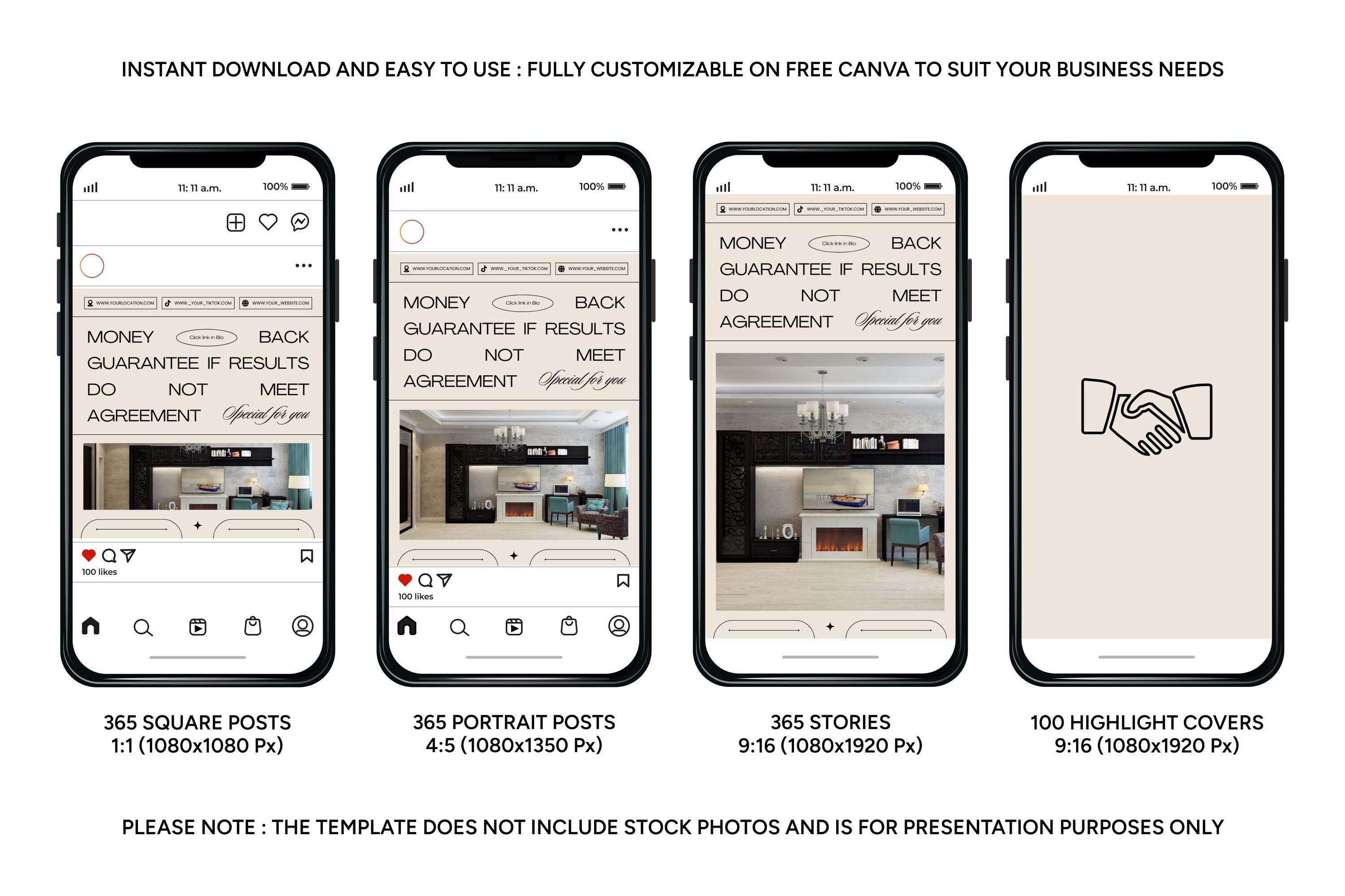 Interior Design Instagram Templates: Canva Social Media Kit - Etsy