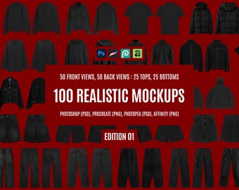 Realistic Streetwear Mockup Bundle: Urbanwear Apparel Templates for Clothing Brands (Photoshop & Procreate PSD/PNG)