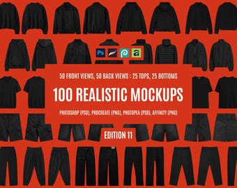 Streetwear Mockup & Urbanwear Apparel Realistic Clothing Brand Fashion Design Templates for Photoshop or Procreate