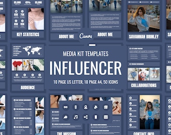 Modèle de kit média pour influenceurs : accord de marque, créateur de contenu (modifiable sur toile)