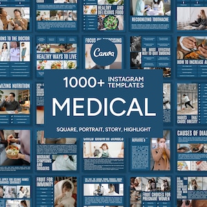 Medical Canva Templates for Social Media, Medical Instagram Templates, Medical Posts-Stories-Highlights, Medical Feed-Instastories-Icons