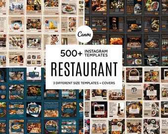 Restaurant Bundle, Restaurant Pack, Restaurant Template, Restaurant Canva, Restaurant Instagram, Restaurant Social Media, Restaurant IG Feed