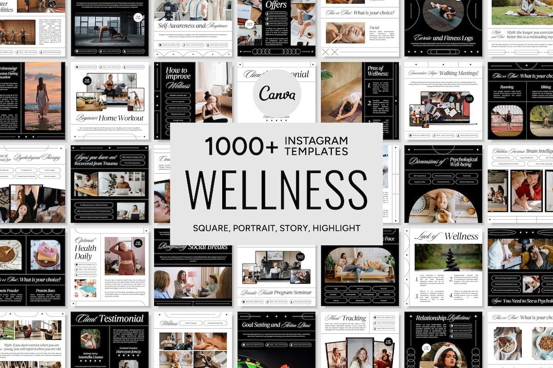 Wellness Social Media Template for Canva, Wellness Instagram Template ...