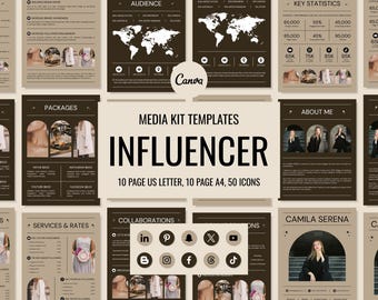 Canva Media Kit Template: Influencer & Blogger (10 Page)