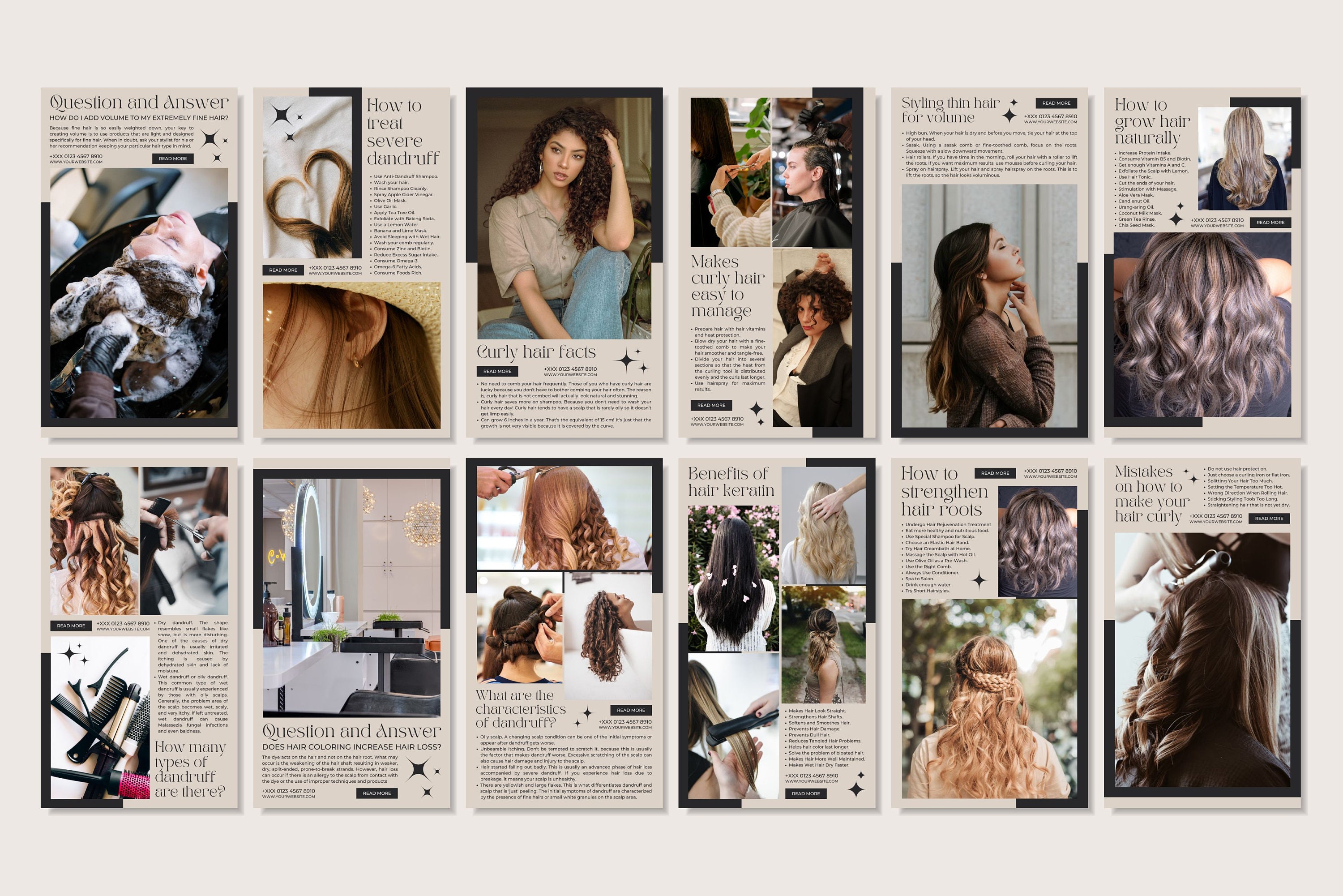 Hairstylist Social Media Templates for Posts-stories-icons, Hairstylist ...