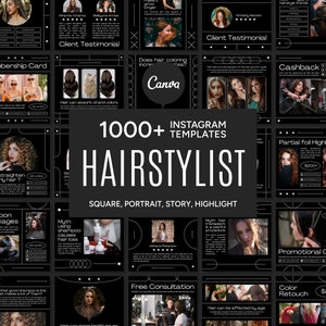 Hairstylist Social Media Templates for Canva, Hairstylist Instagram Templates, Hairstylist Posts, Hairstylist Stories, Hairstylist Icons