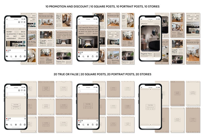 Interior Design Instagram Templates: Canva Social Media Kit - Etsy