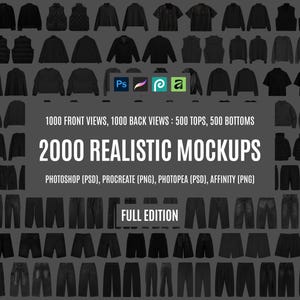 Streetwear Clothing Mockup Bundle, Urbanwear Apparel Templates for Procreate and Photoshop, Realistic Tech Pack Brand Kit, PSD PNG