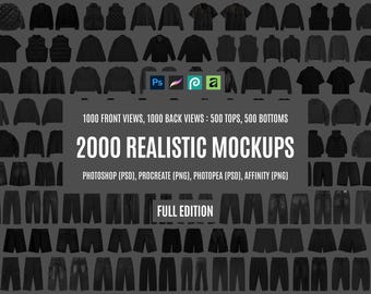 Streetwear Clothing Mockup Bundle, Urbanwear Apparel Templates for Procreate and Photoshop, Realistic Tech Pack Brand Kit, PSD PNG