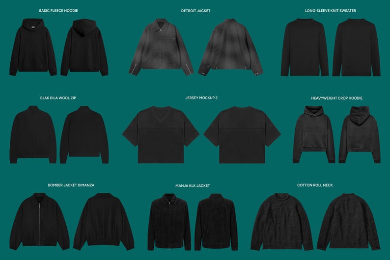 Apparel Mockup Collection: Realistic Streetwear Design Display & Urban Fashion Tech Pack Style Clothing Pack