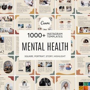 Mental Health Canva Template for Social Media, Mental Health Instagram Template, Mental Health Post-Story-Highlight, Mental Health Bundle