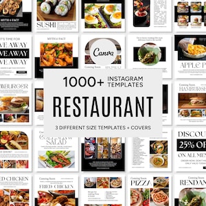Restaurant Canva Templates, Restaurant Social Media Templates, Restaurant Instagram Templates, Restaurant Posts-Stories-Highlights Covers