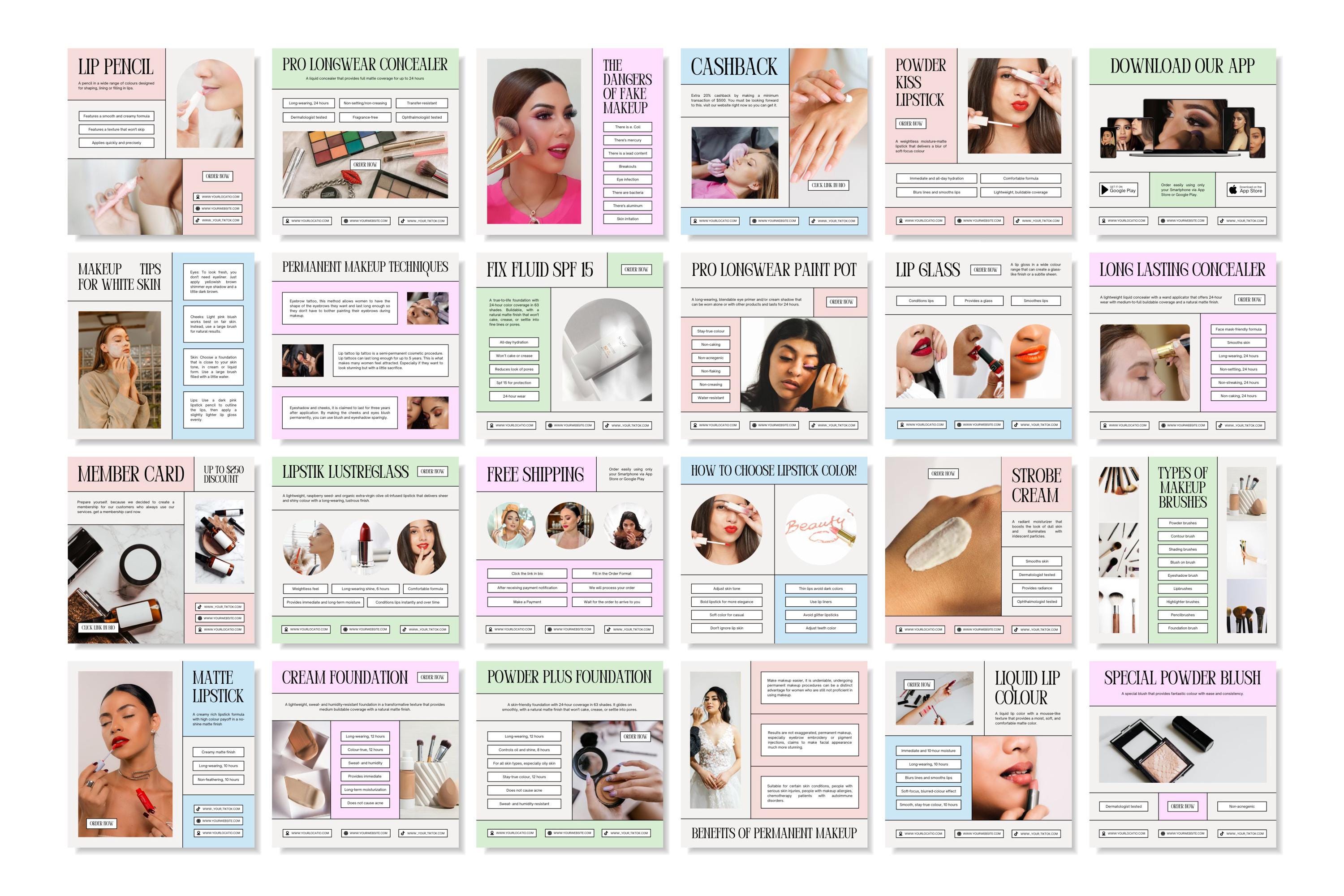 Canva Makeup Instagram Templates: 550 Social Media Designs - Etsy
