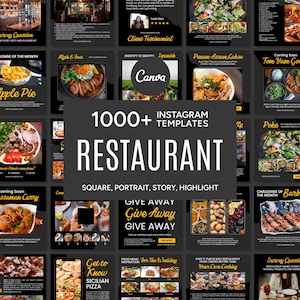 Restaurant Canva Template for Social Media, Restaurant Instagram Template, Restaurant Post-Story-Highlight, Restaurant Bundle Template