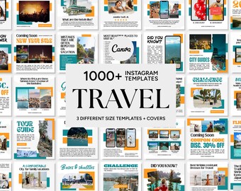 Travel Canva Template, Travel Social Media Template, Travel Instagram Template, Travel Posts-Stories-Highlights, Travel Bundle Template