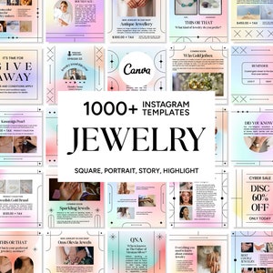 Jewelry Canva Template for Social Media, Jewelry Instagram Template, Jewelry Posts-Stories-Highlights, Jewelry Bundle, Jewelry Business
