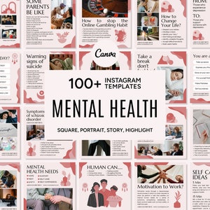Mental Health Canva, Mental Health Social Media, Mental Health IG Templates, Mental Health IG Feed-Post-Story-Icon, Mental Health Engagement